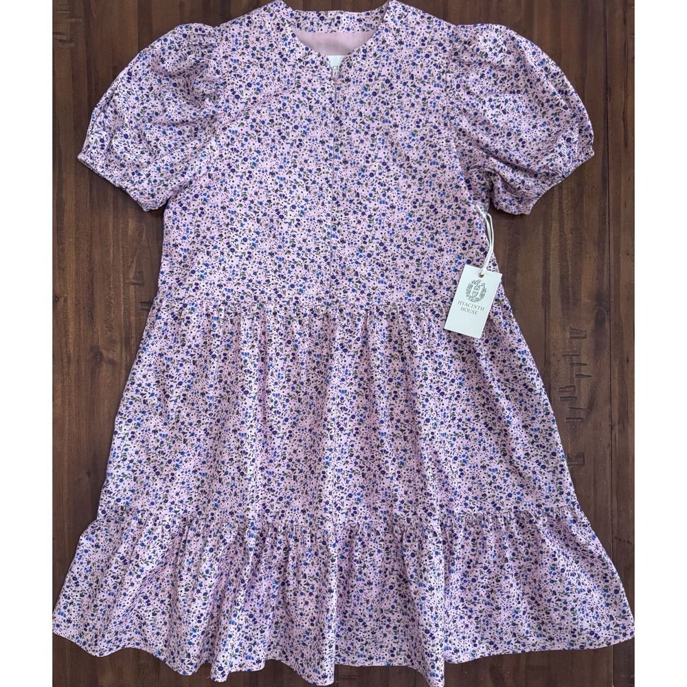 Hyacinth House Ellie Floral Zip Front Mini Dress Women's Size XS NWT Puff Sleeve